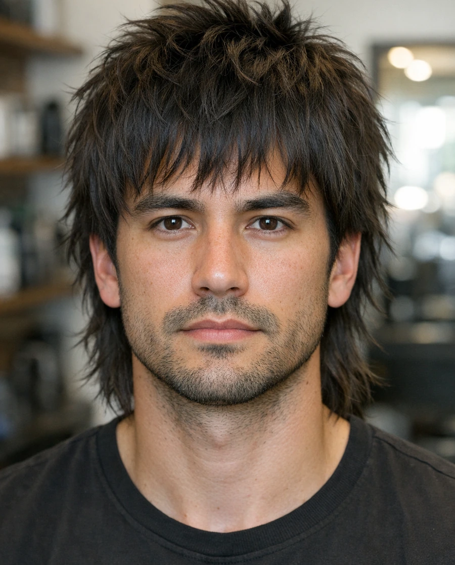 Wolf Cut for Men haircut style reference photo
